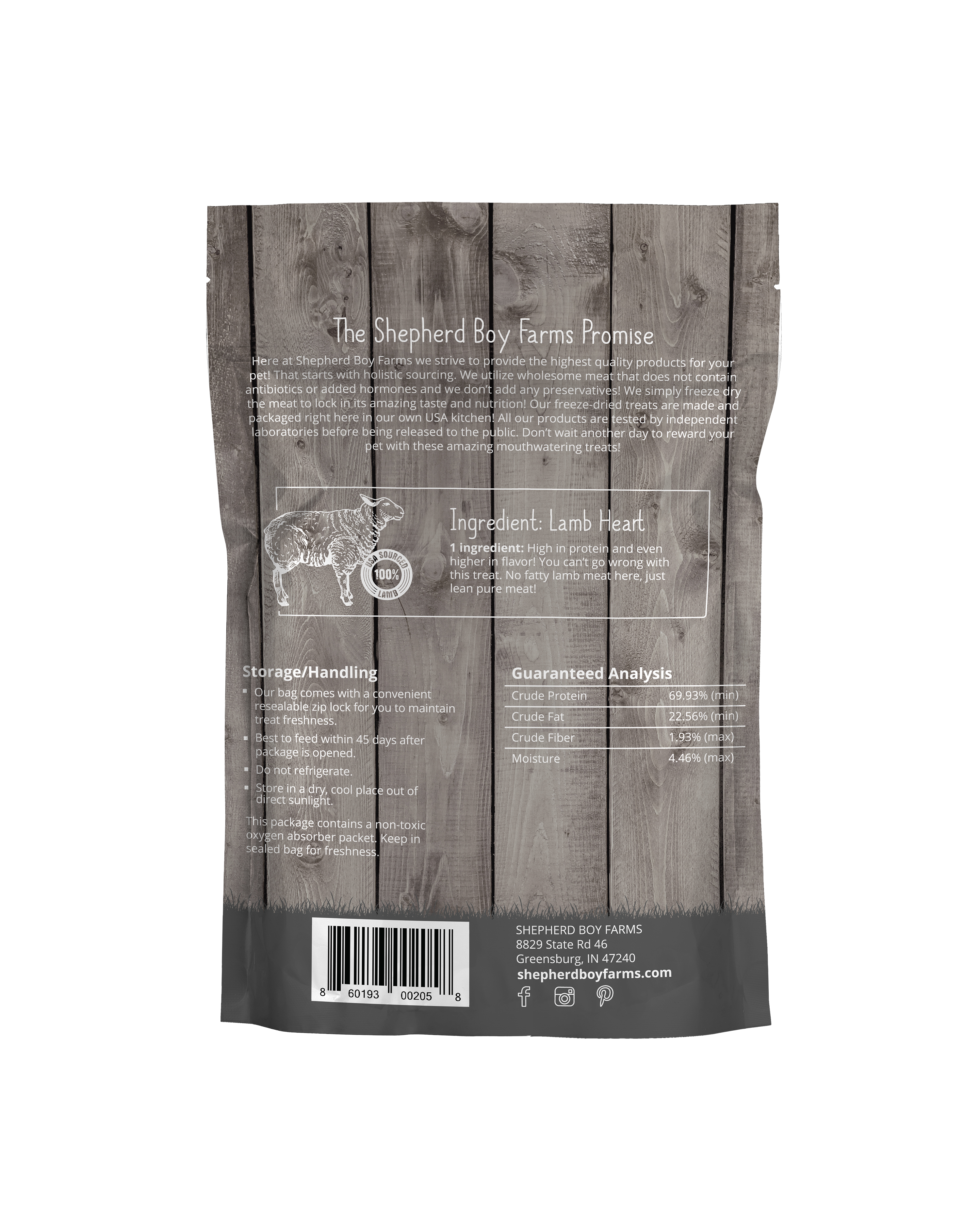 Shepherd Boy Farms Lamb Hearts (3oz) Freeze Dried Novel Protein Organ Training Treat for Dogs and Cats