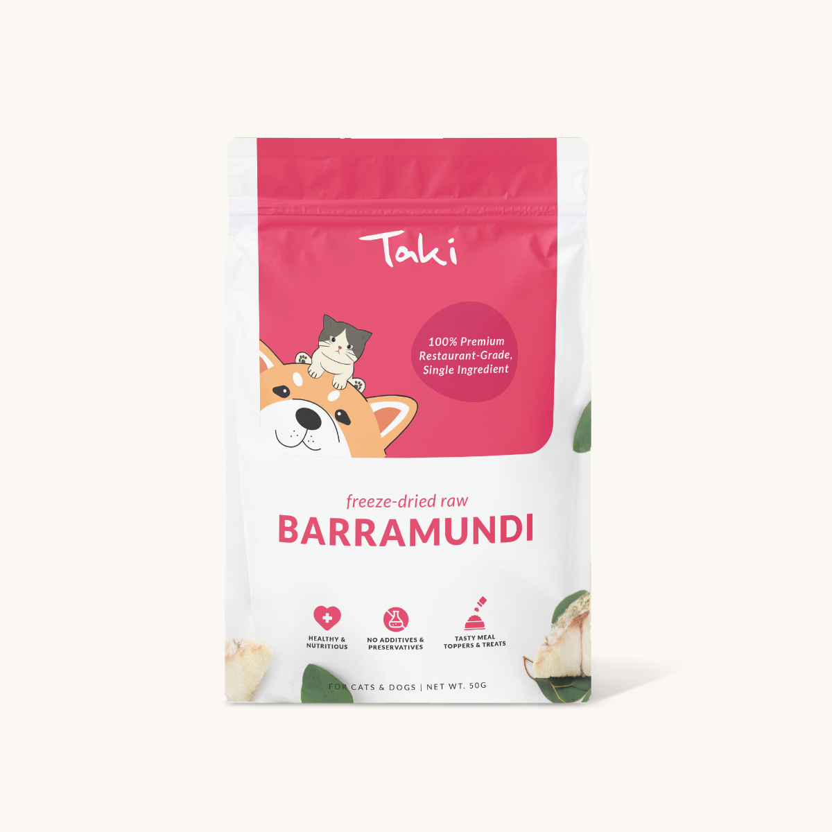 Taki Pets Barramundi 50g | Freeze-Dried Treats Whole Food Toppers For Dogs and Cats | Premium Pet Treats