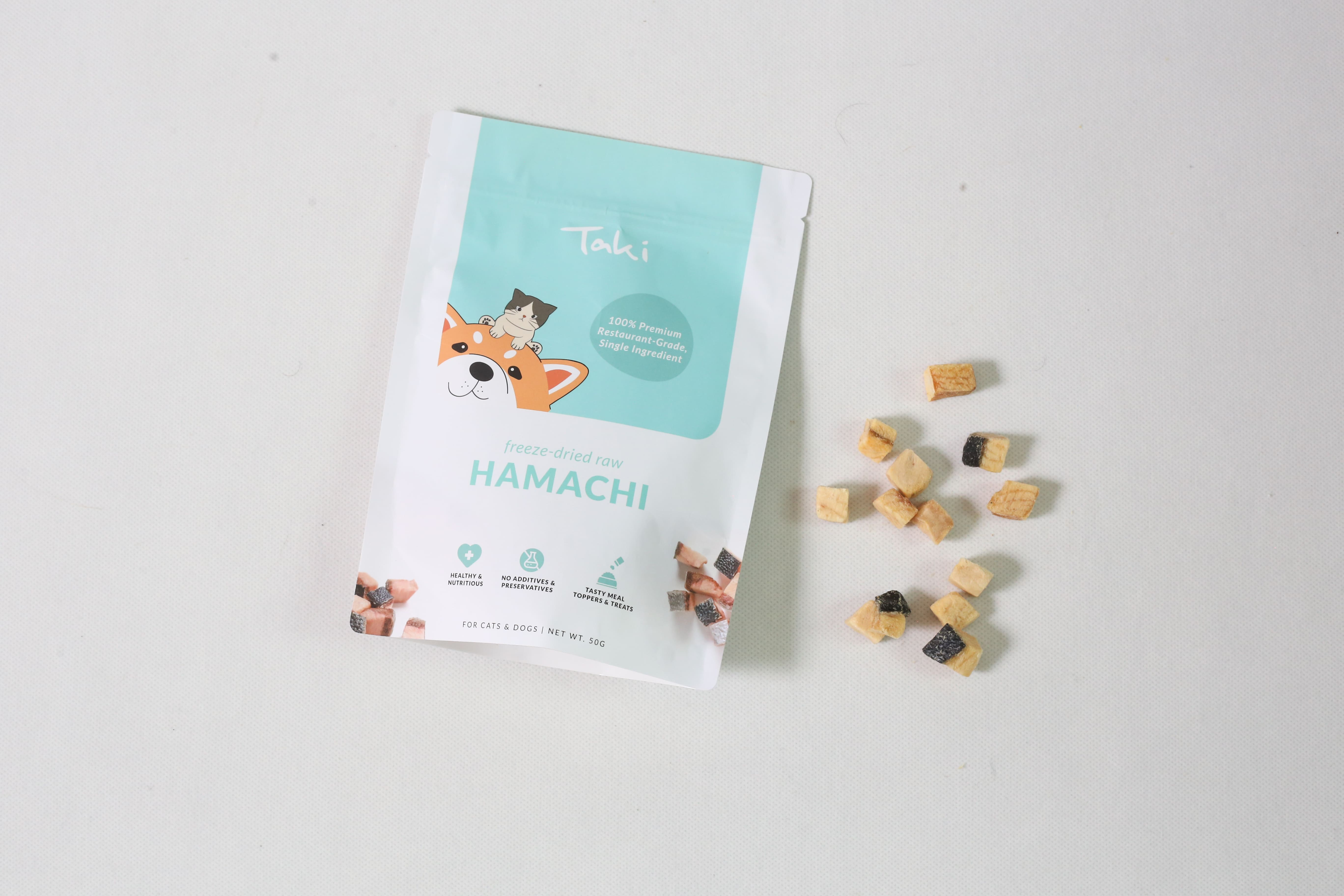 Taki Pets Hamachi (Yellowtail fish) 50g | Freeze-Dried Treats Whole Food Toppers For Dogs and Cats | Premium Pet Treats