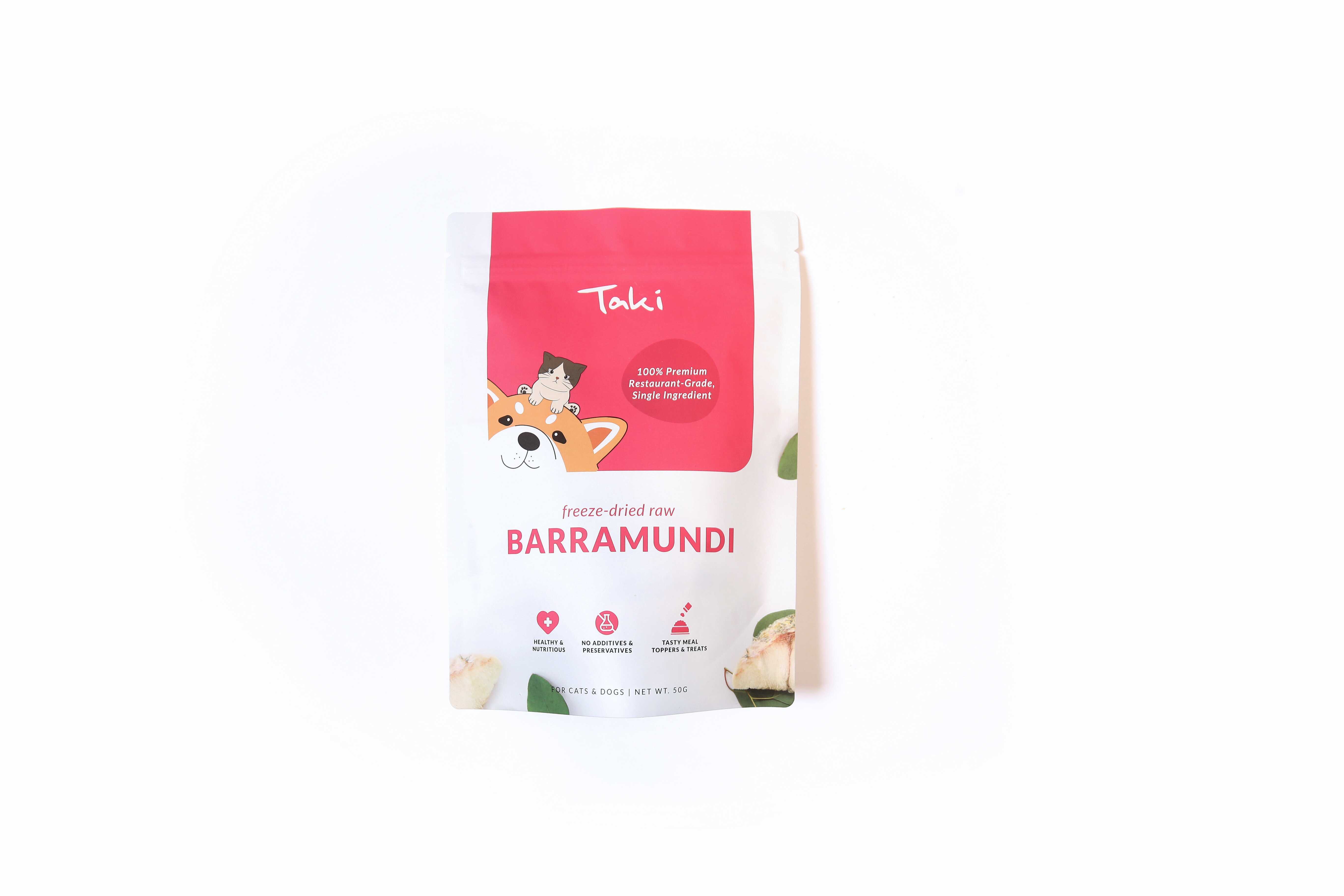 Taki Pets Barramundi (50g) Freeze Dried Omega 3 Skin Coat Treat for Dogs and Cats