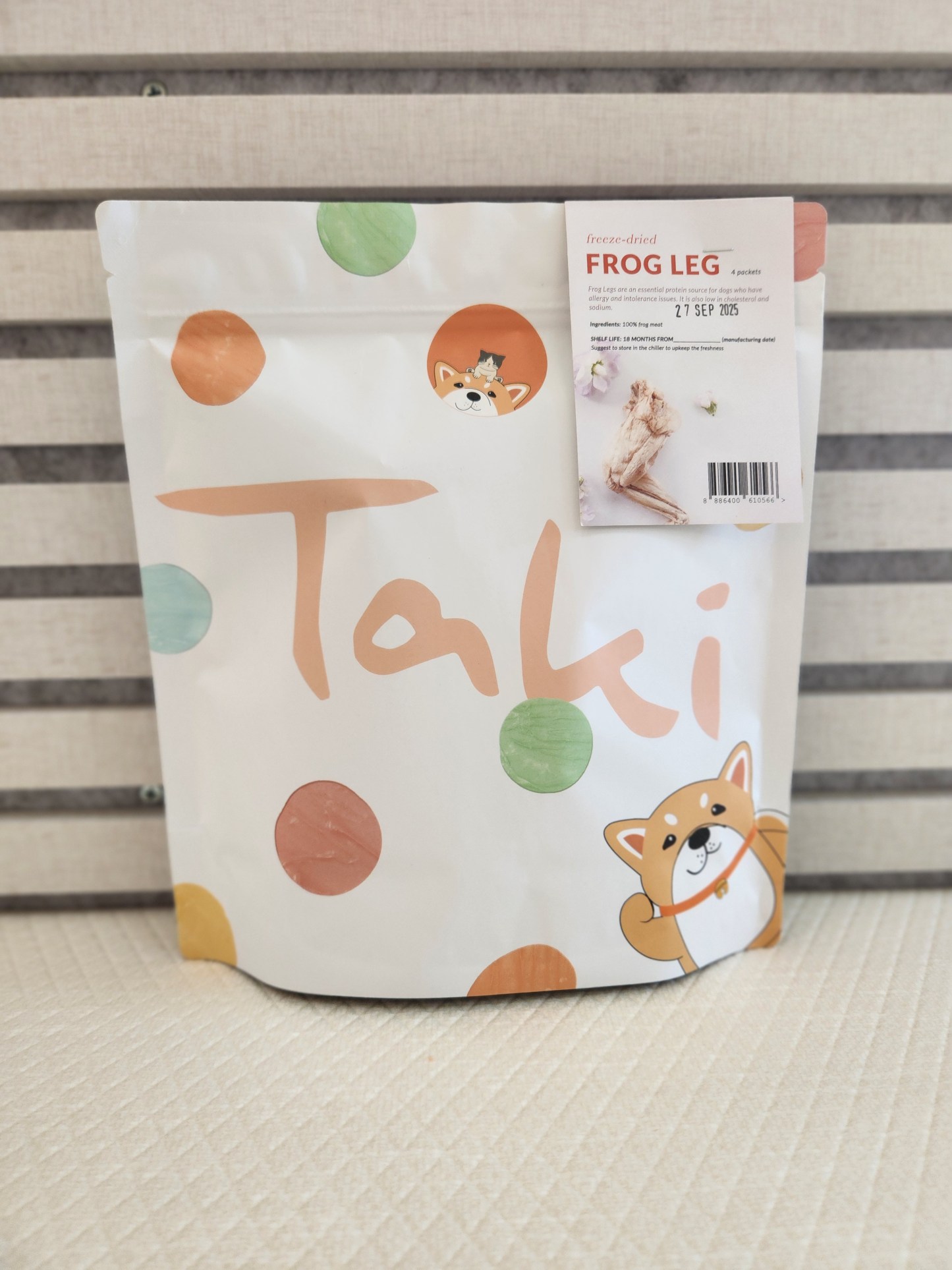Taki Pets Bullfrog Leg (12g x 4) Freeze Dried Novel Protein Allergy Friendly Treat for Dogs and Cats