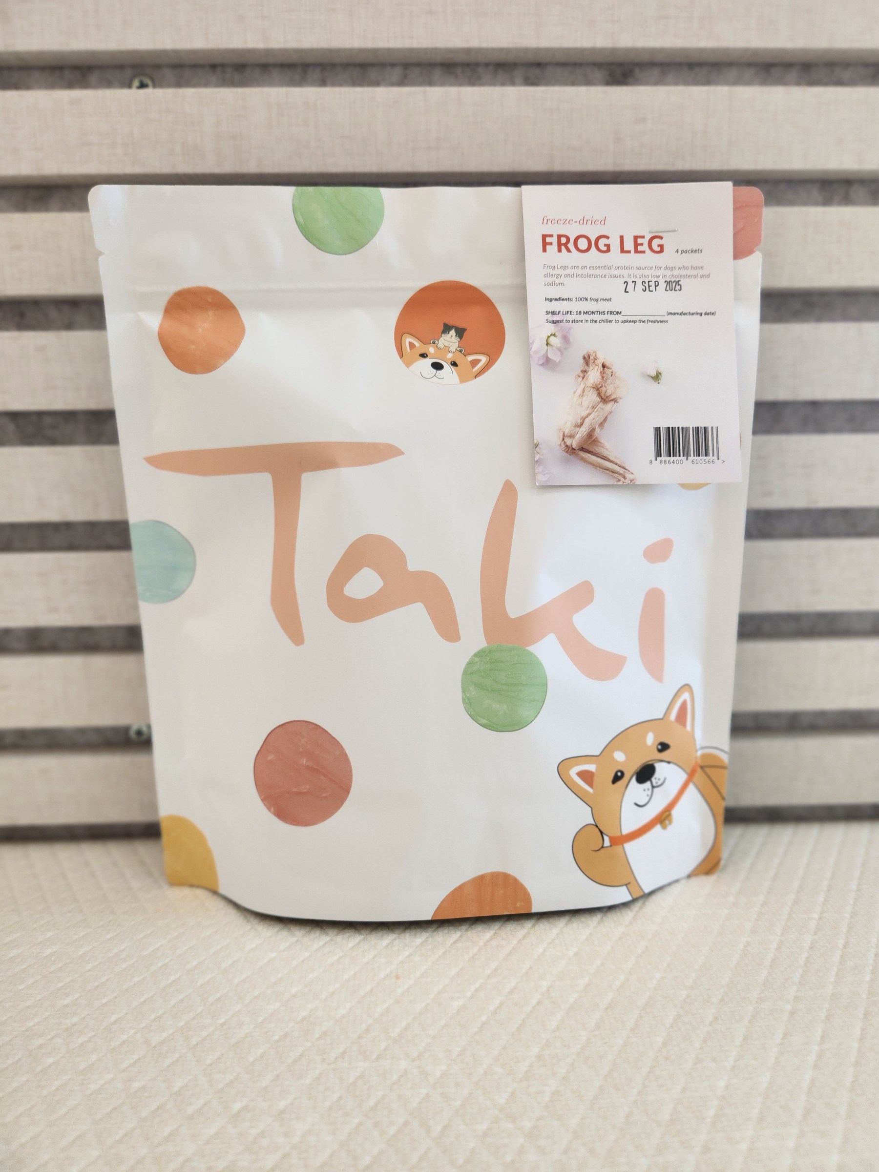 Taki Pets Bullfrog Leg (12g x 4) Freeze Dried Novel Protein Allergy Friendly Treat for Dogs and Cats