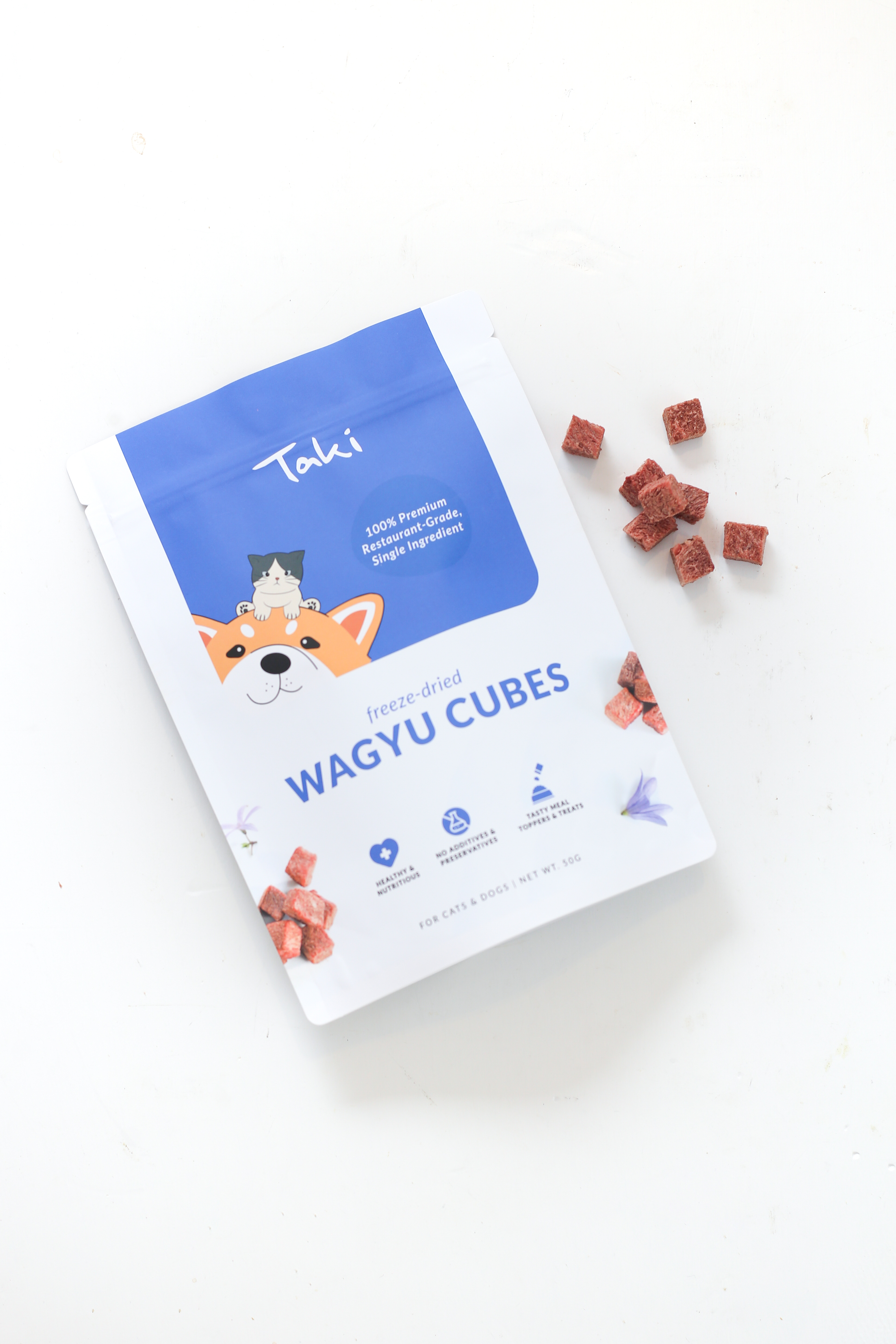 Taki Pets Wagyu Cubes (50g) Freeze Dried High Value Training Treat for Dogs and Cats