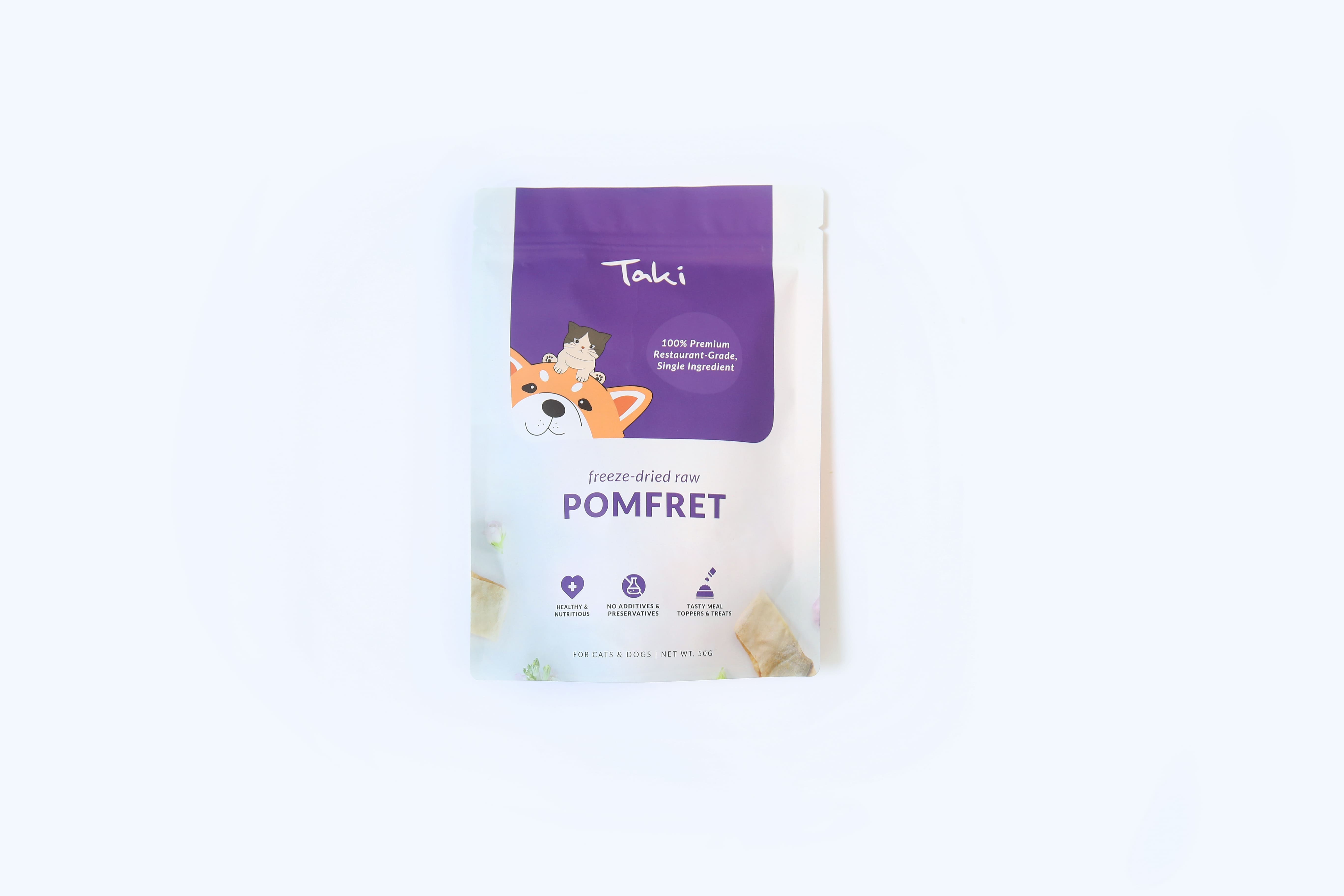 Taki Pets Pomfret 50g | Freeze-Dried Treats Whole Food Toppers For Dogs and Cats | Premium Pet Treats