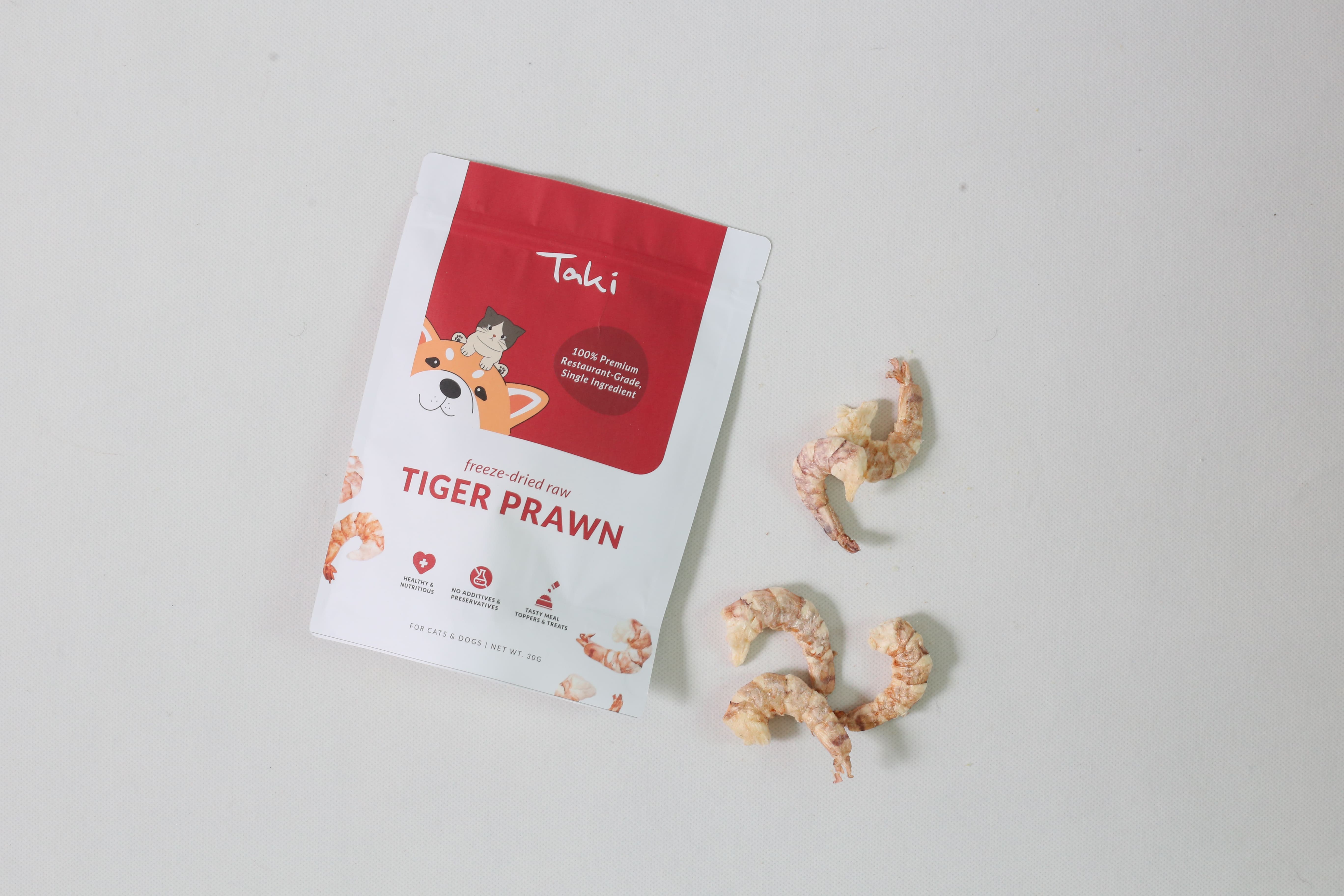 Taki Pets Tiger Prawn 30g | Freeze-Dried Treats Whole Food Toppers For Dogs and Cats | Premium Pet Treats