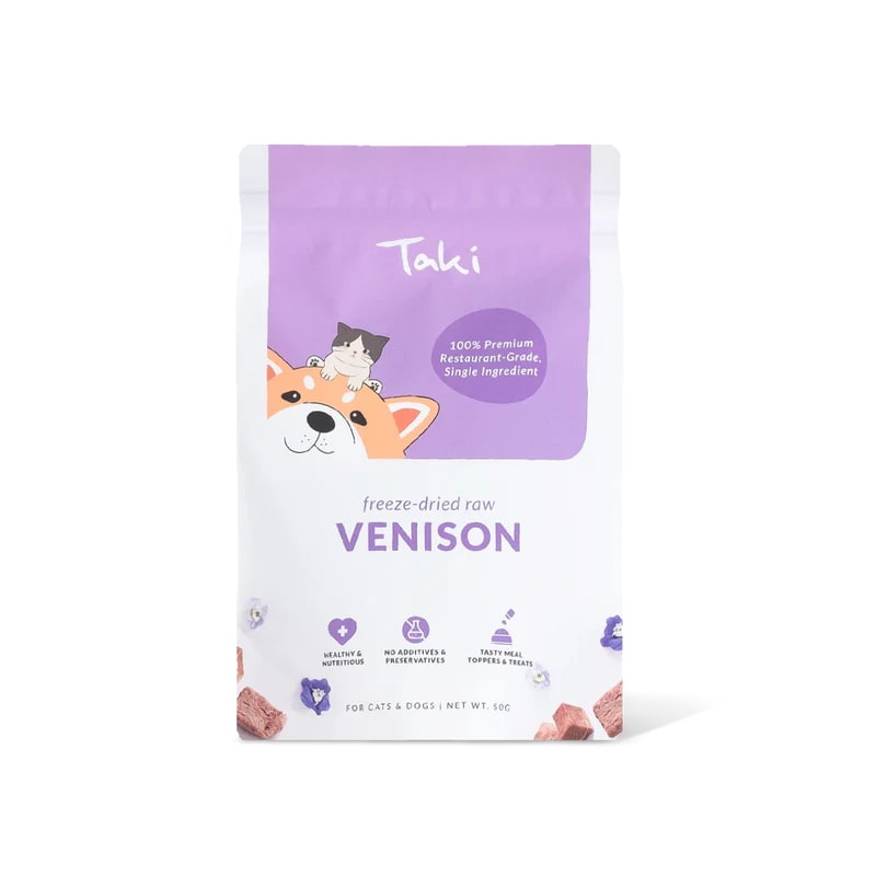 Taki Pets Venison 50g | Freeze-Dried Treats Whole Food Toppers For Dogs and Cats | Premium Pet Treats