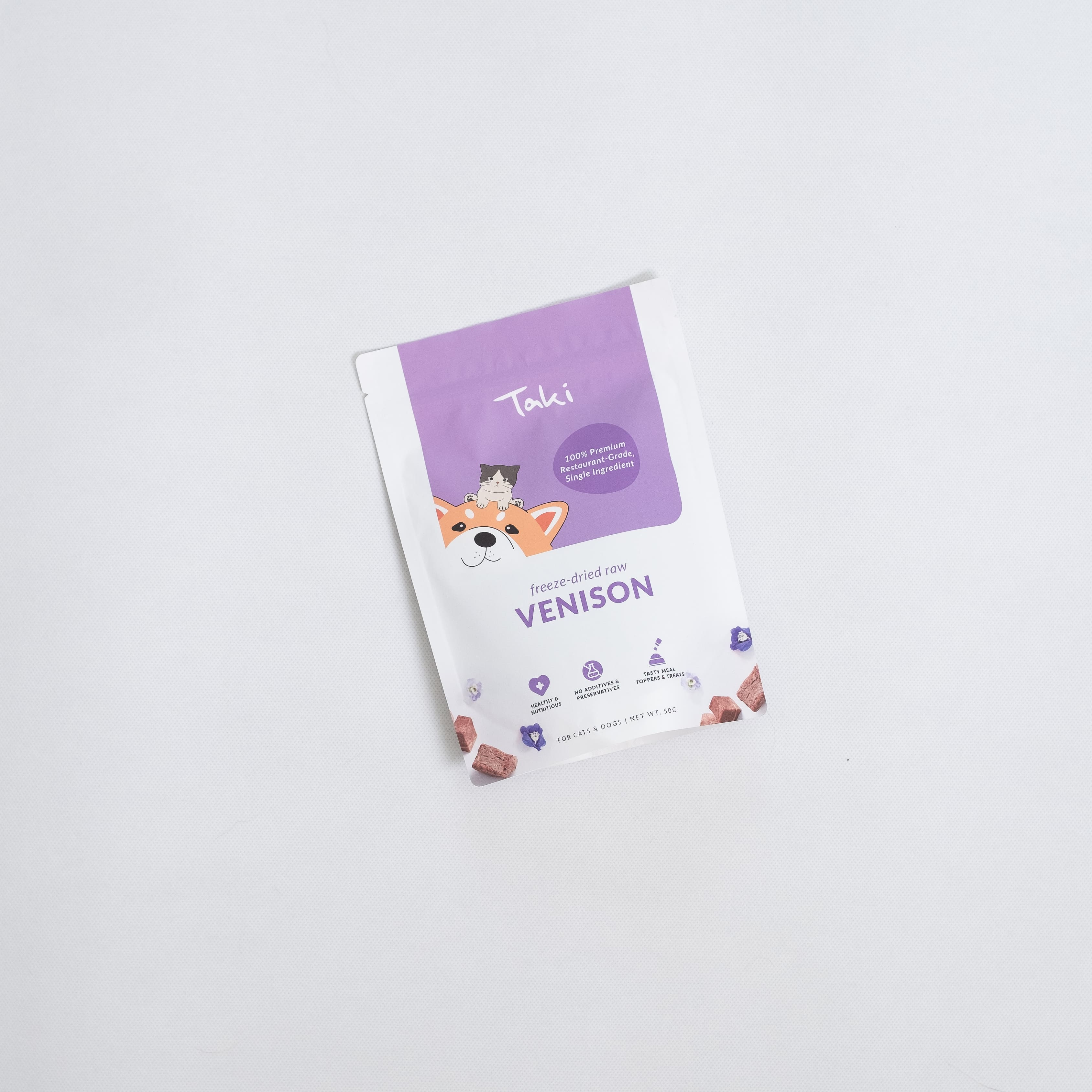 Taki Pets Venison 50g | Freeze-Dried Treats Whole Food Toppers For Dogs and Cats | Premium Pet Treats