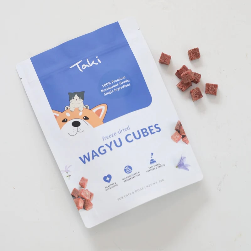 Taki Pets Wagyu Cubes 50g | Freeze-Dried Treats Whole Food Toppers For Dogs and Cats | Premium Pet Treats