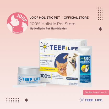 TEEF for Life Protektin42 Plus K Dental Kit Prebiotic Powder Plaque Tartar Oral Health No Brushing for Dogs and Cats