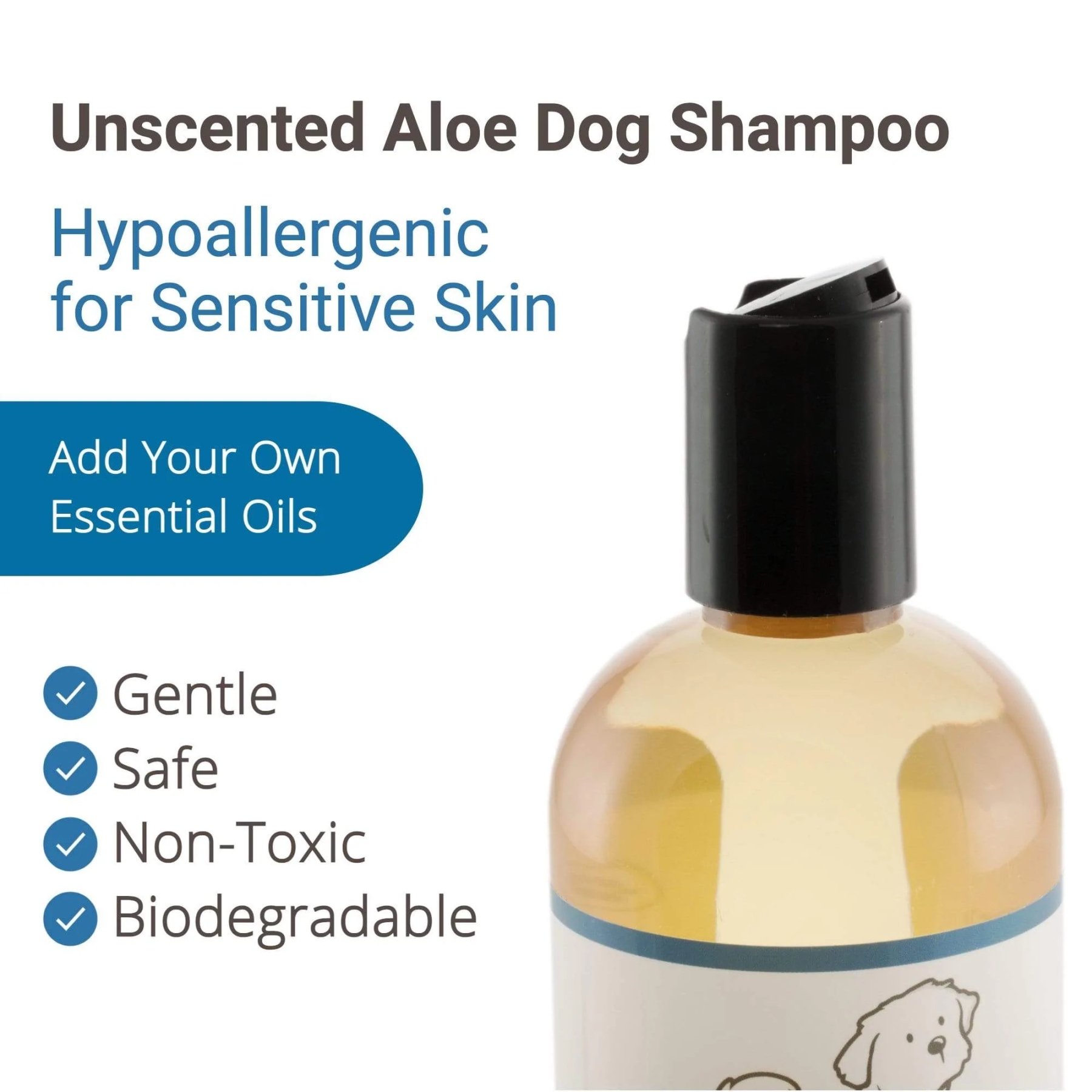 4Legger Unscented Aloe Vera Hypoallergenic Organic Food Standard Shampoo (16oz) | Ultra-Sensitive, Dry, Inflamed Skin Shampoo for Dogs and Cats