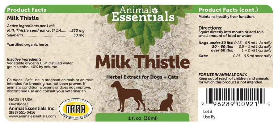 Animal Essentials Milk Thistle Seed | Liver Support | Holistic Healthcare for Dogs & Cats