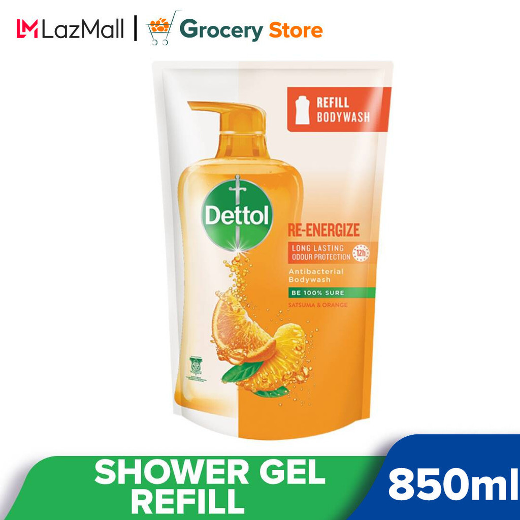 Dettol Shower Gel/Antibacterial Body Wash 850ml Value Refill Pouch (Re-energise)