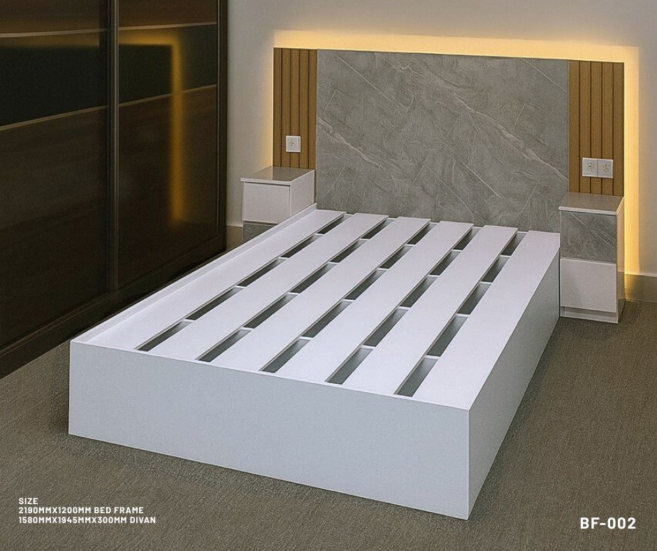 [LOCAL] Queen LED Bed Frame BF-002 All in 1 Bed Frame include:-  LED backlights headboard & divan Side Table Plug point