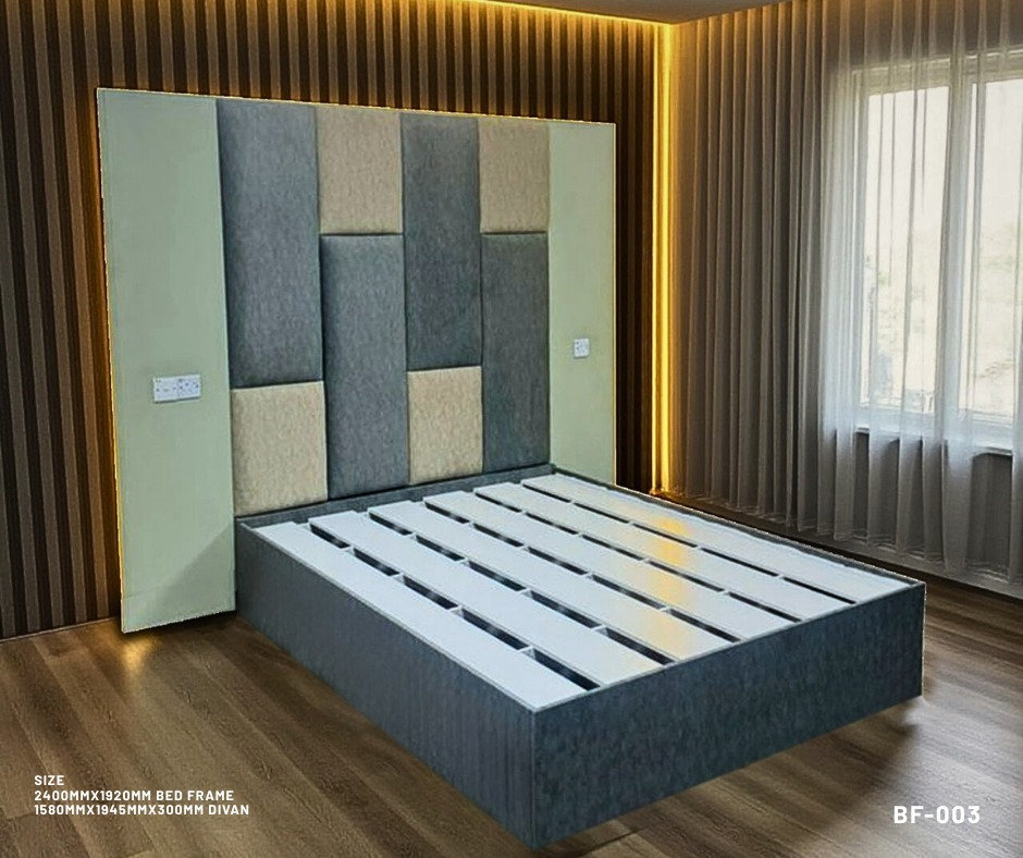 [LOCAL] Queen LED Bed Frame BF-003 All in 1 Bed Frame include:-  LED backlights headboard & divan Side Table Plug point