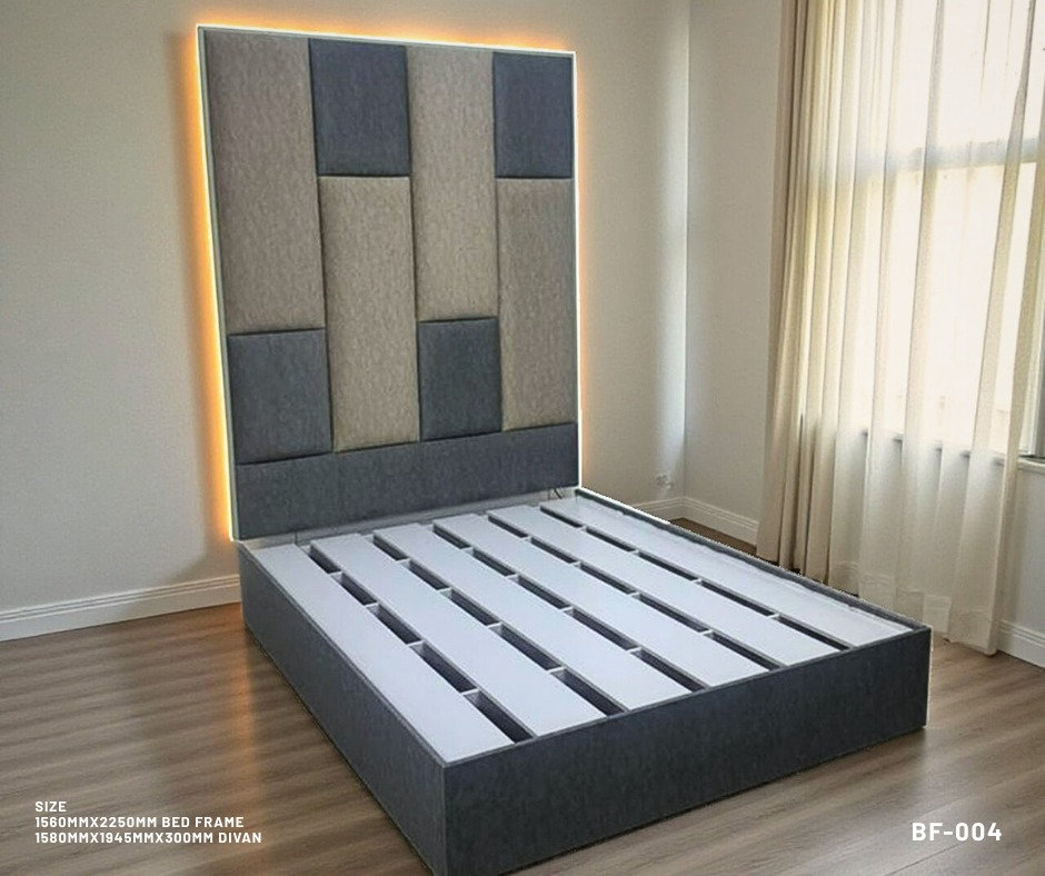 [LOCAL] Queen LED Bed Frame BF-004 All in 1 Bed Frame include:-  LED backlights headboard & divan Side Table Plug point