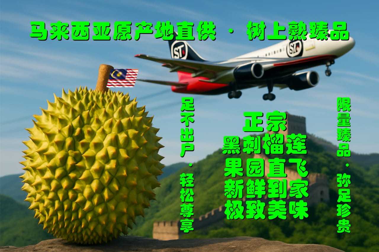马来猫山王黑刺新鲜榴莲整颗1.5-2公斤顺丰直邮到中国