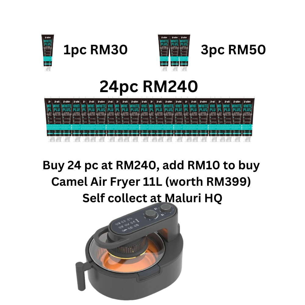 Whiteplus toothpaste 牙膏 - 100g buy 24pc and add RM10 to get Air fryer worth RM399