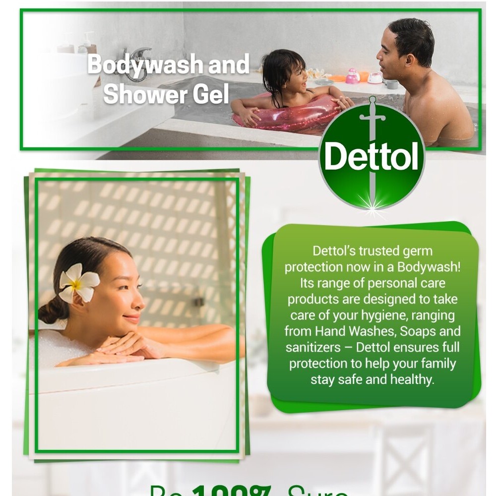 Dettol Shower Gel/Antibacterial Body Wash 850ml Value Refill Pouch (Re-energise)