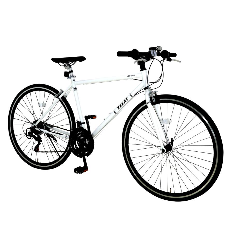 クロスバイク 700c 自転車 21段変速 シマノ製 クロモリ 軽量 ライト スタンド 通勤 通学 ブラック ホワイト