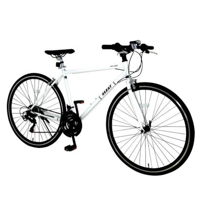 クロスバイク 700c 自転車 21段変速 シマノ製 クロモリ 軽量 ライト スタンド 通勤 通学 ブラック ホワイト