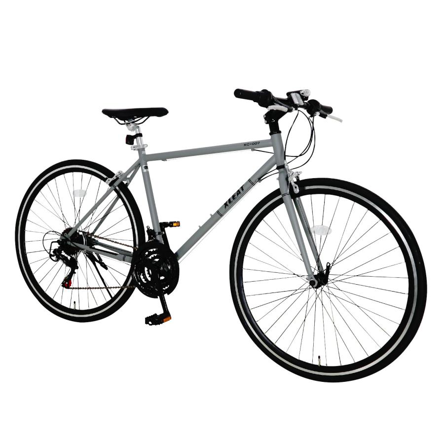 クロスバイク 700c 自転車 21段変速 シマノ製 クロモリ 軽量 ライト スタンド 通勤 通学 ブラック ホワイト