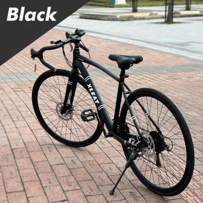 ロードバイク 700c シマノ製 21段変速 ライト スタンド付 自転車 通勤 通学 初心者 入門用 ブラック 黒