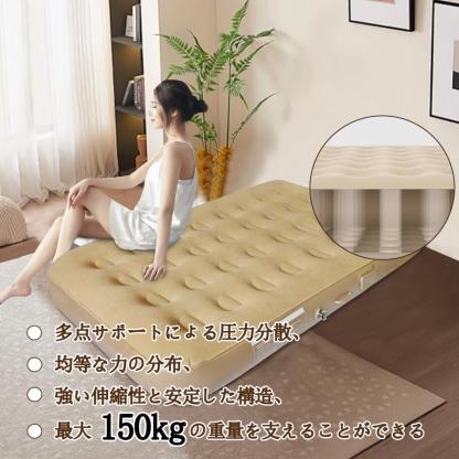 2024リニューアル エアーベッド 電動エアーマットシングル キャンプエアーベッド 電動ポンプ空気エアベッド PVC素材 折り畳み式 防災用 (シングル厚さ25cm)