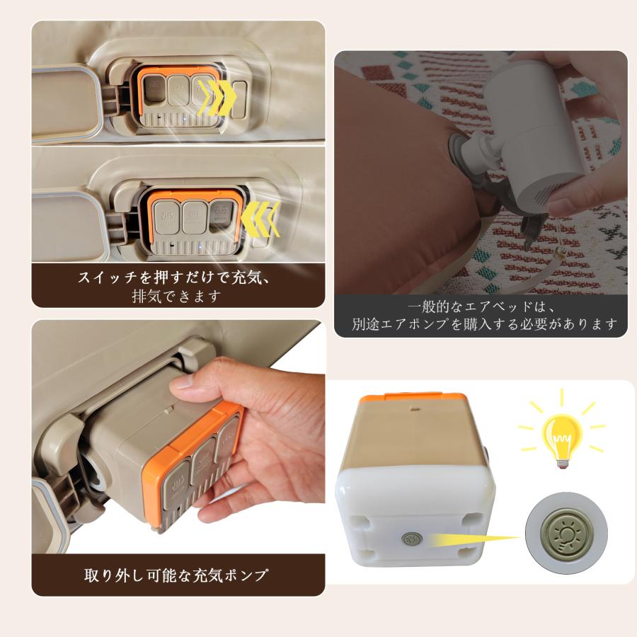 2024リニューアル エアーベッド 電動エアーマットダブルサイズ キャンプエアーベッド 電動ポンプ空気エアベッド PVC素材 折り畳み式 防災用  (ダブル厚さ40cm)