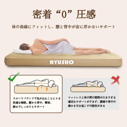 2024リニューアル エアーベッド 電動エアーマットシングル キャンプエアーベッド 電動ポンプ空気エアベッド PVC素材 折り畳み式 防災用 (シングル厚さ25cm)