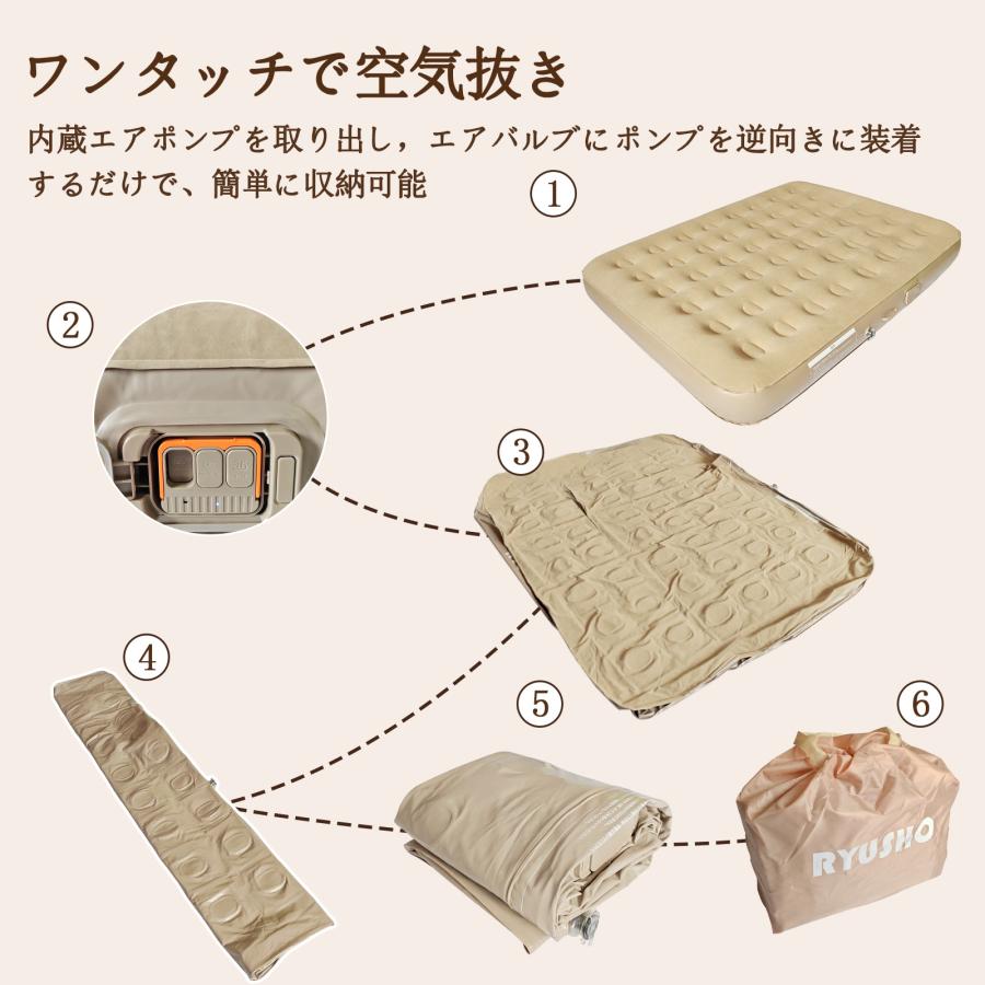 2024リニューアル エアーベッド 電動エアーマットダブルサイズ キャンプエアーベッド 電動ポンプ空気エアベッド PVC素材 折り畳み式 防災用 (ダブル厚さ25cm)
