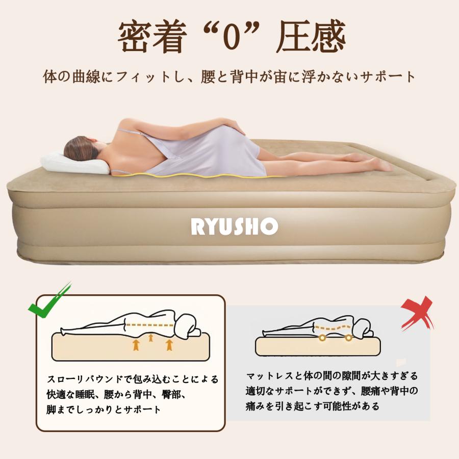 2024リニューアル エアーベッド 電動エアーマットダブルサイズ キャンプエアーベッド 電動ポンプ空気エアベッド PVC素材 折り畳み式 防災用  (ダブル厚さ40cm)