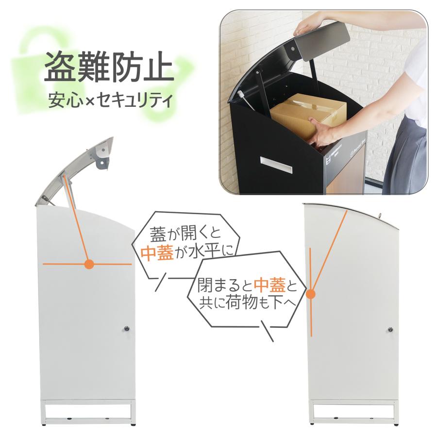 宅配ボックス 戸建 大型 防水 屋外 後付け 大容量 複数投函 可能 鍵 両開き 黒 おしゃれ ネコラクボックス