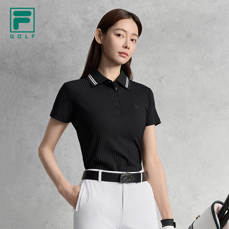 FILA CORE ATHLETICS GOLF ELITE GOLF CLUB Women Short Sleeve Polo (Black / Light Blue / White)