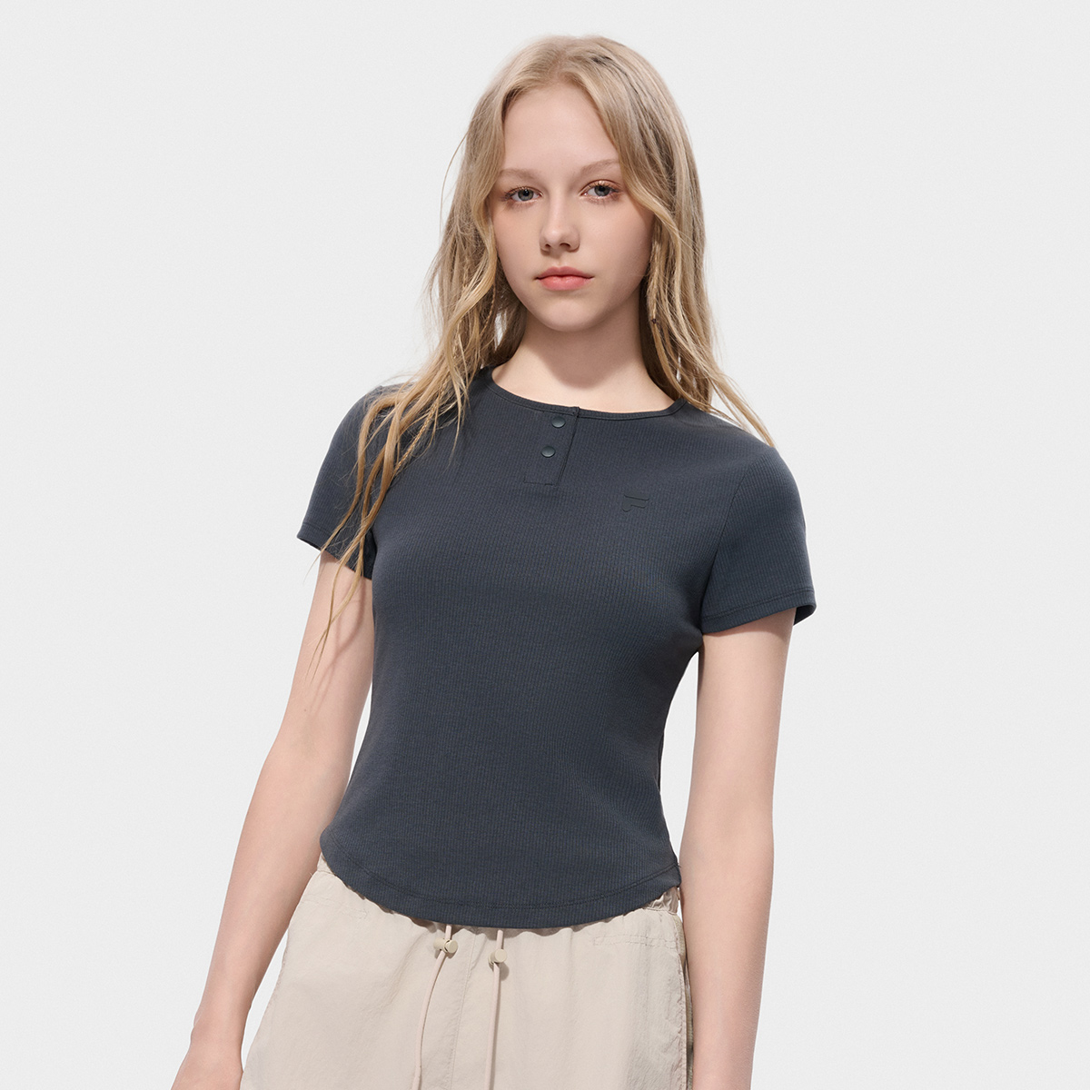 FILA FUSION INLINE Women Knitted Short Sleeve Top