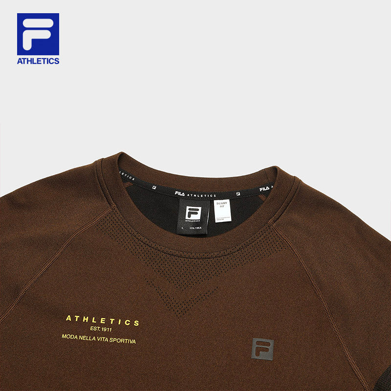 FILA CORE BLACK ATHLETICS FITNESS Men's Long Sleeve Tee in Brown