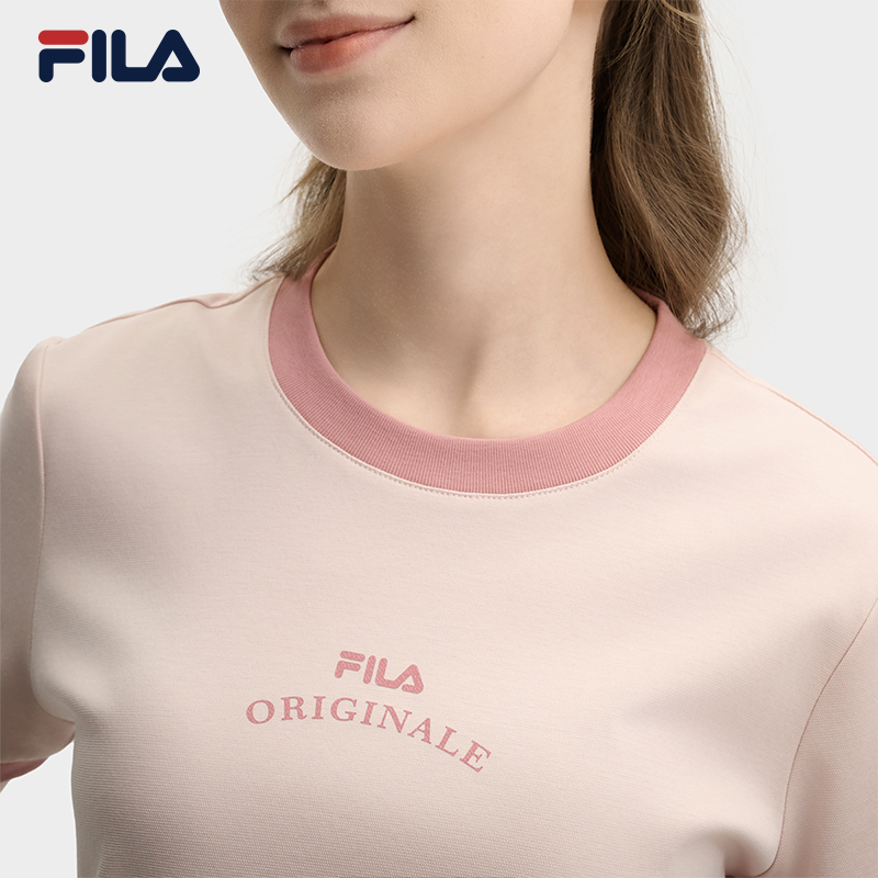 FILA CORE LIFESTYLE ORIGINALE DREAMS ON THE COURT Women Short Sleeves T-Shirt (Black / Pink / White)