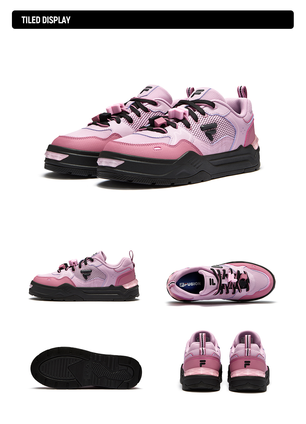 FILA FUSION FUSION BIANCO FLAT Women Skate Shoes (Black/Pink / Pink / White)