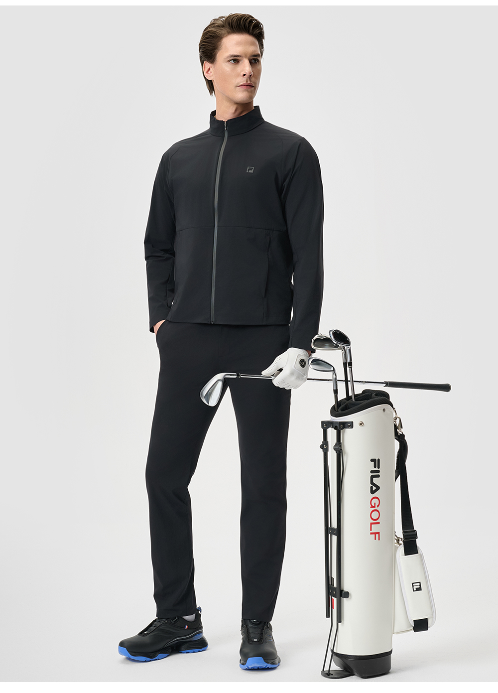 FILA CORE ATHLETICS GOLF STATELY FLORAL Men Woven Jacket (Black / Light Khaki)
