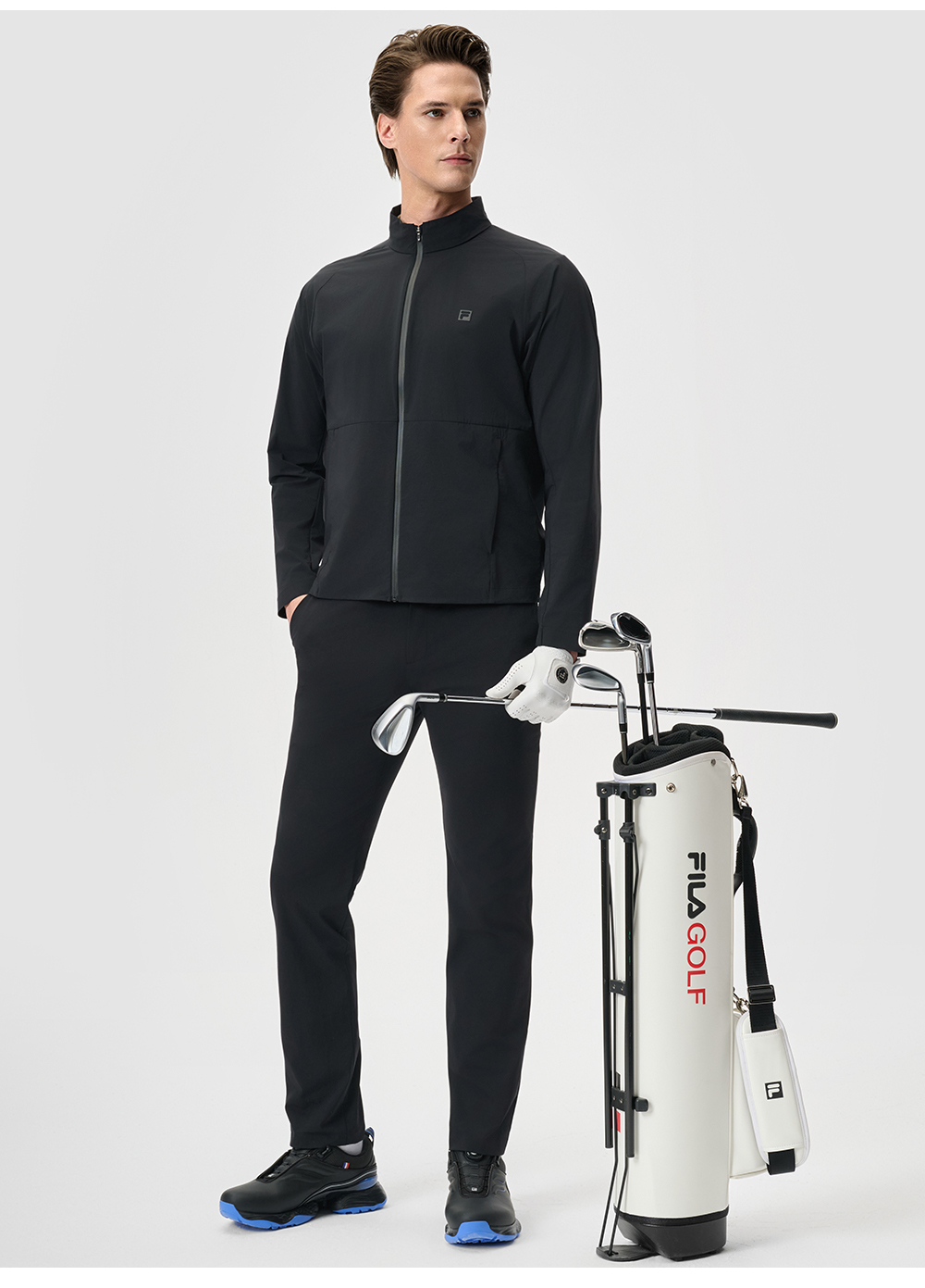 FILA CORE ATHLETICS GOLF STATELY FLORAL Men Woven Jacket (Black / Light Khaki)