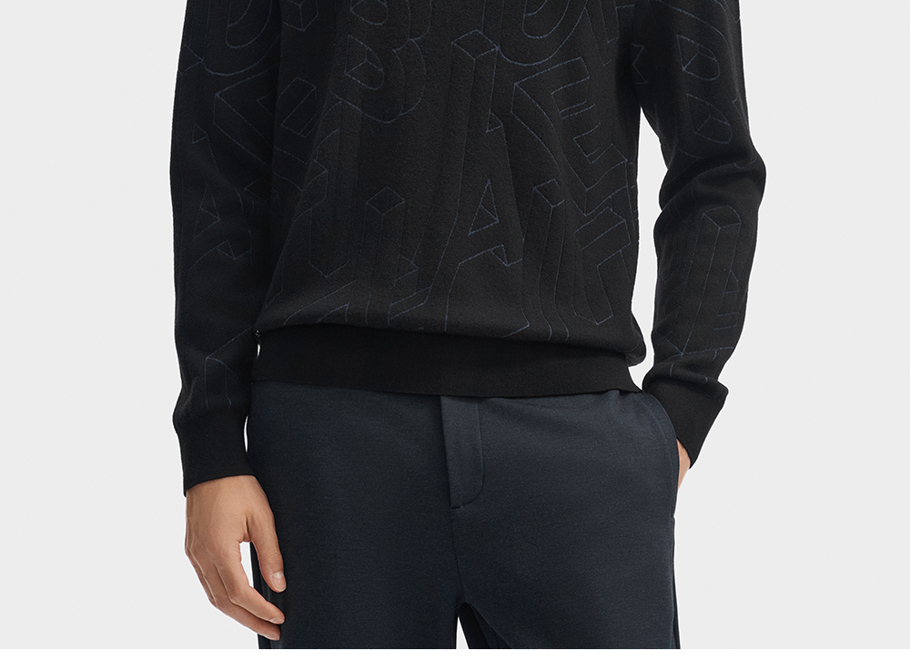 FILA CORE LIFESTYLE BLUE GEOMETRIC SNOW ART Men Knit Sweater (Black)
