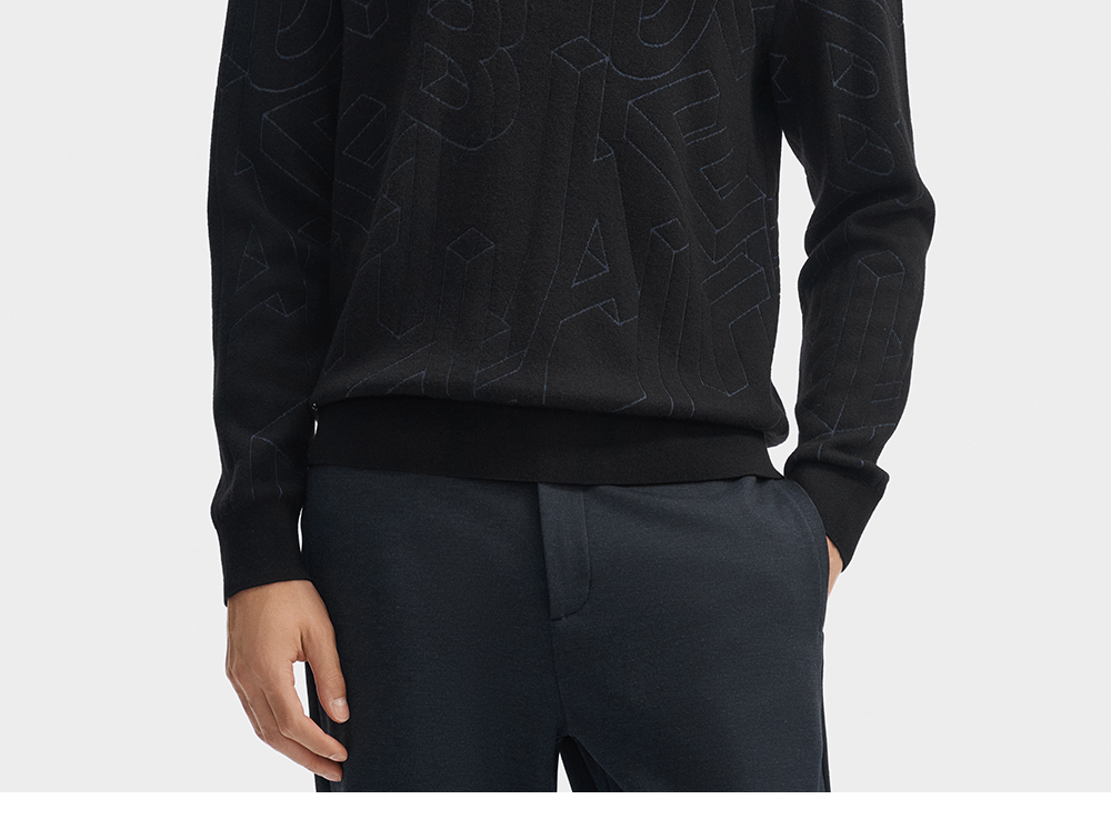 FILA CORE LIFESTYLE BLUE GEOMETRIC SNOW ART Men Knit Sweater (Black)
