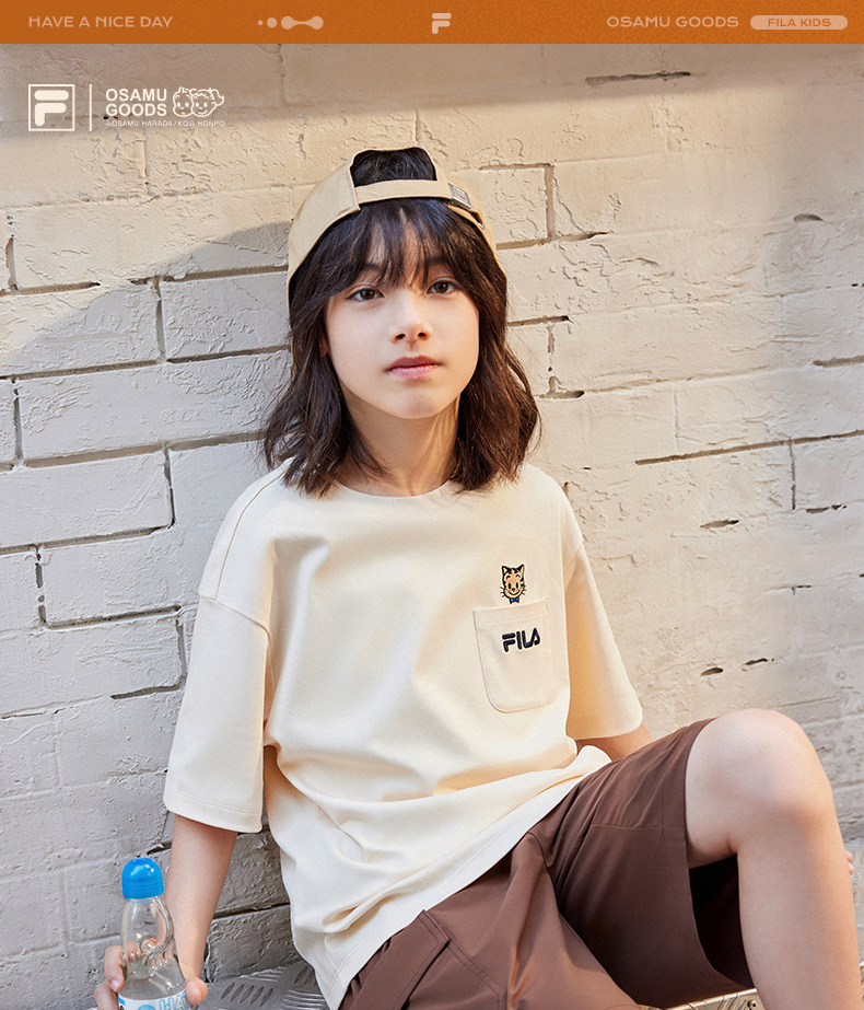 (130 - 170cm) FILA KIDS x OSAMU GOODS Unisex Short Sleeve T-Shirt