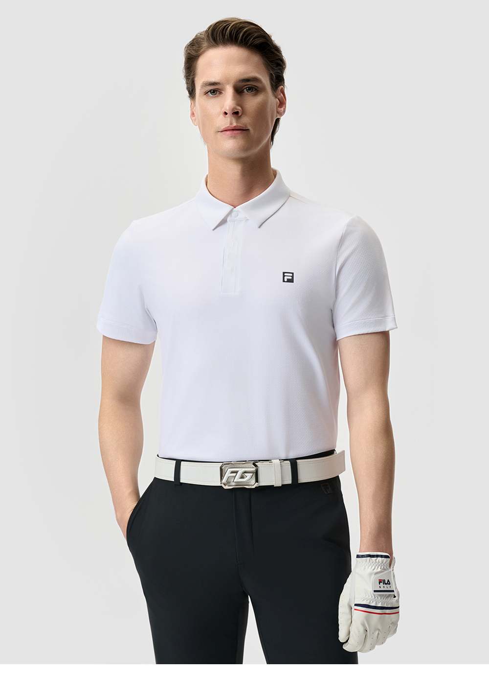 FILA CORE ATHLETICS GOLF STATELY FLORAL Men Polo T-shirt (Black / Light Khaki / White)