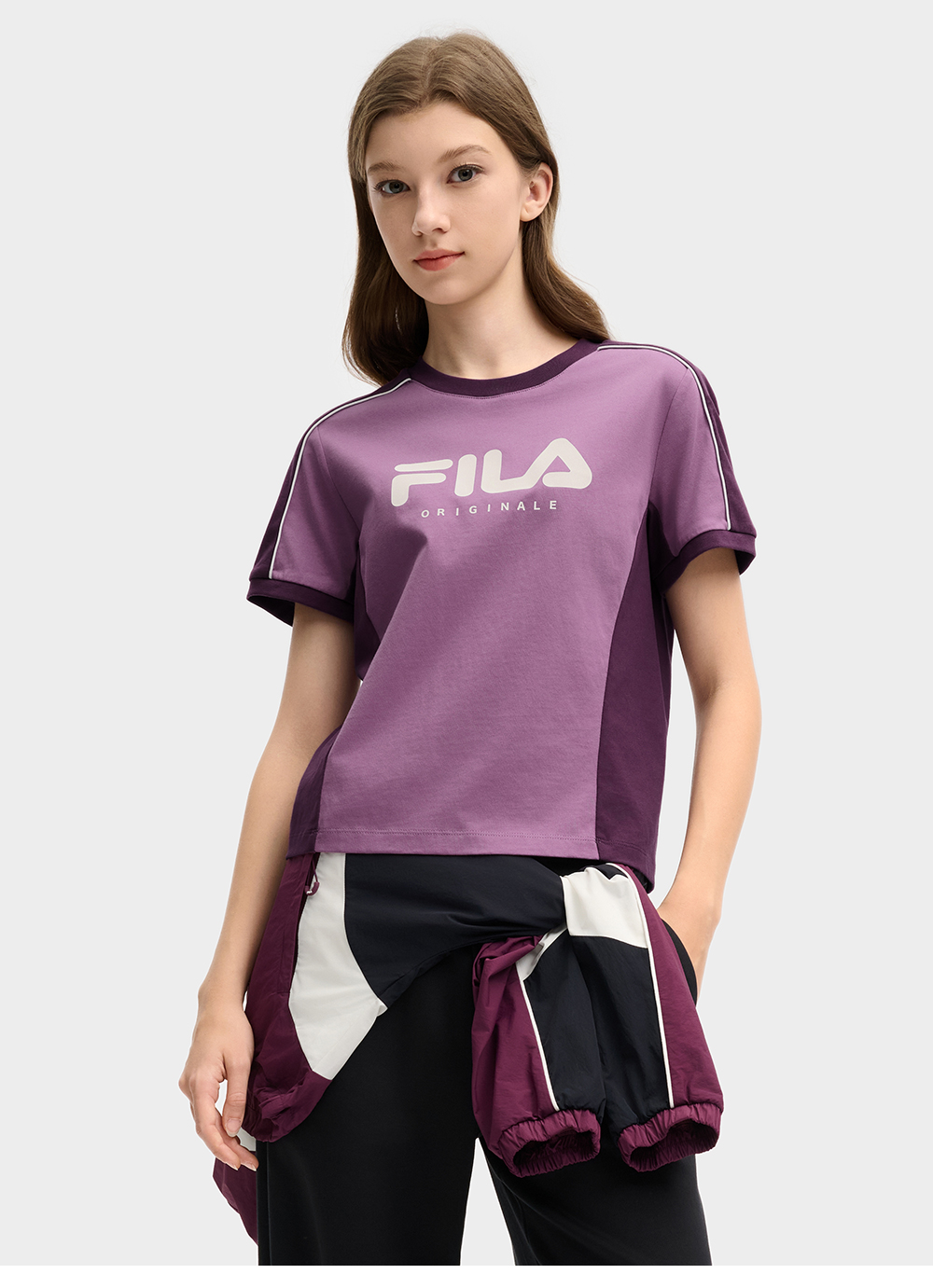 FILA CORE LIFESTYLE ORIGINALE VANGUARD EXPLORATION Women Short Sleeves T-Shirt (Purple / White)