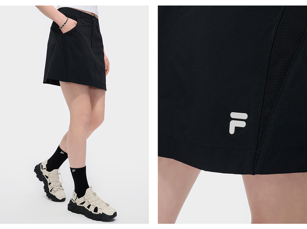 FILA FUSION INLINE URBAN TECH CITY PADDLERS - KAYAK FISHING Women 3 Piece Set (Top + Skirt (Include Inner Shorts)) (Black)