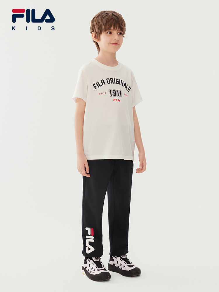 (130 -170cm) FILA KIDS ORIGINALE Boys Short Sleeve Cotton Tee T-shirt in White