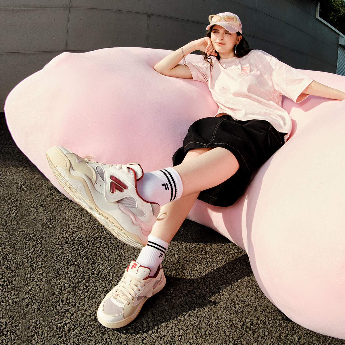 [V-Day Edition] FILA FUSION KICK II Women & Men Skate Shoes (Valentine's Couple Sneakers - Black and White )