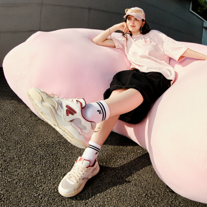 [V-Day Edition] FILA FUSION KICK II Women & Men Skate Shoes (Valentine's Couple Sneakers - Black and White )