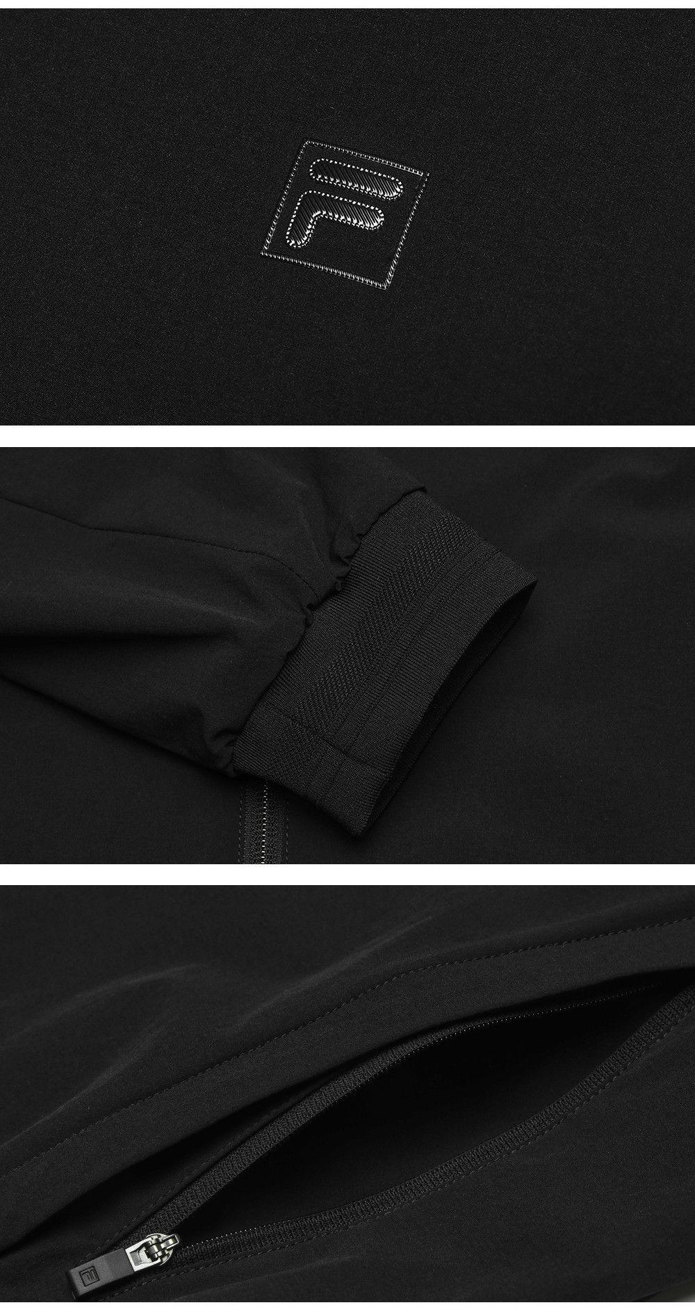 FILA CORE LIFESTYLE WHITE SPORTY & LUXURIOUS Men Woven Jacket (Black)