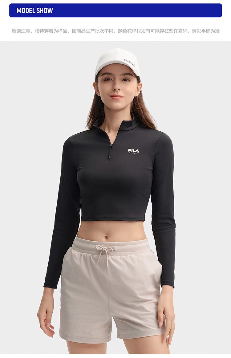 FILA CORE LIFESTYLE MILANO Women Long Sleeve Crop Top (Black)